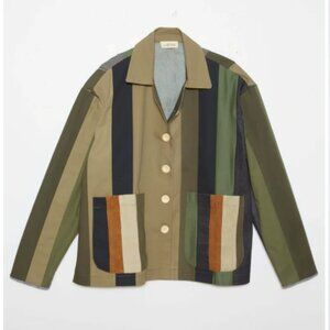 La Reunion Jacket Patchwork Stripe Boho Mixed Material Womens Sz Large Oversize